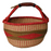 Bolga Basket with Leather handle | Brown Red & Neutral