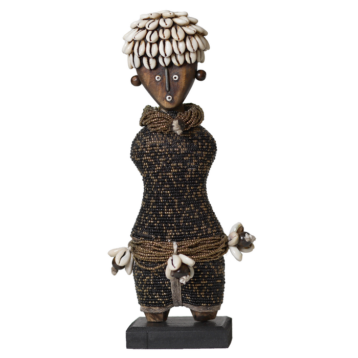 Beaded Namji Doll 28 Speckled Black & Gold