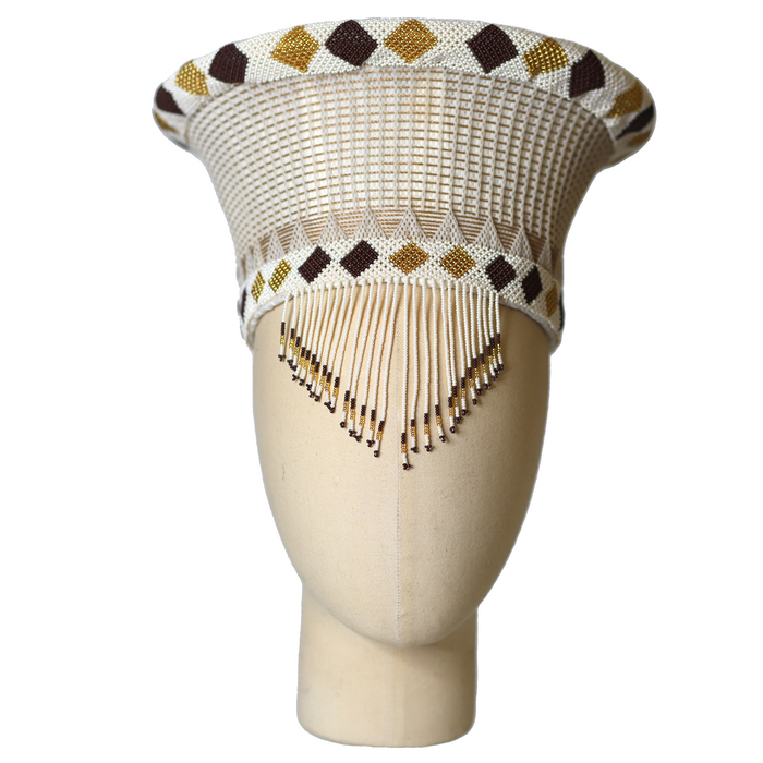 Zulu Wide Basket Hat with Beading| Handmade in South Africa
