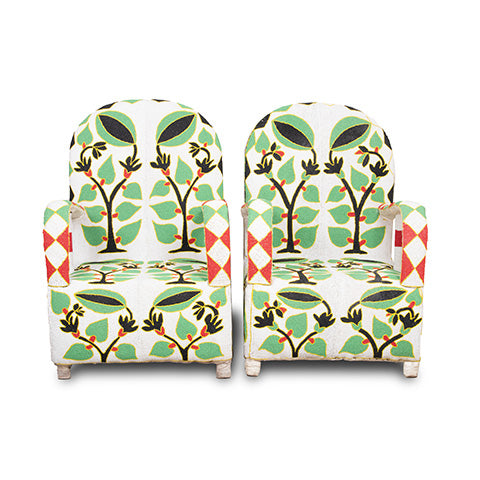 Yoruba Beaded Arm Chair Set of 2 | Green