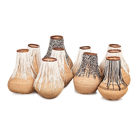 Tonga Buhera Natural Basket Vase | Beaded