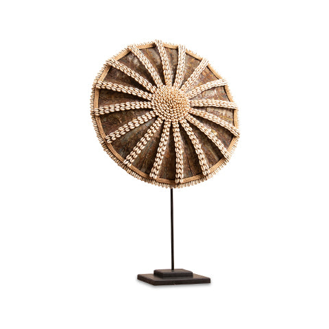 Brass & Cowrie Shell Cameroon Shield on stand | Hand Carved in Cameroon