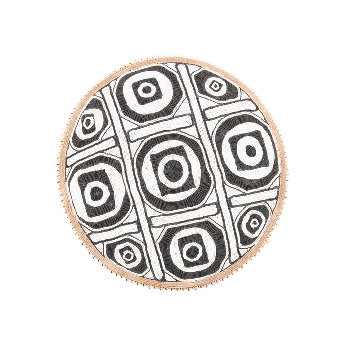 Beaded Cameroon Shield Black & White | Geometric Design