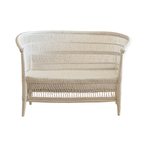 Malawi Cane Love Seat | White Handwoven in Malawi