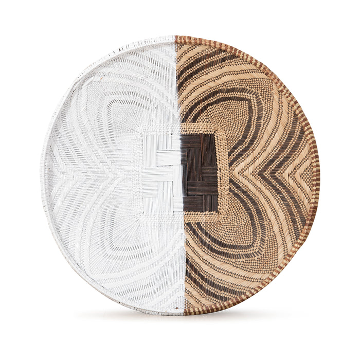Zambia Double Weave Tonga Pattern Baskets  | White