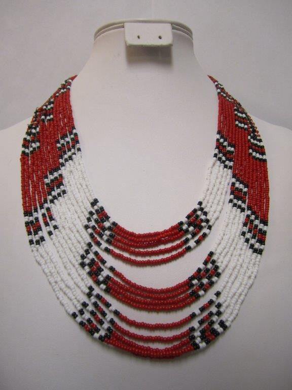 Umbrella Short Necklace Black Red and White