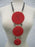 Triple Disc Necklace with Horn Red