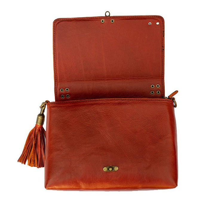 Karungi Beaded Leather Bag | Orange Red