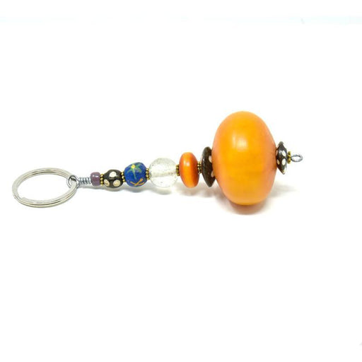 Key Chain Round | Yellow Synthetic Amber & Assorted Beads