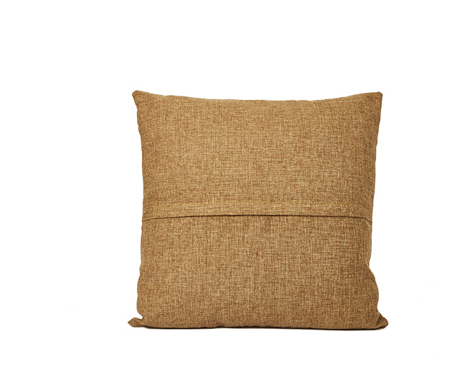 Beaded Leather Pillow Cover | Brown Square
