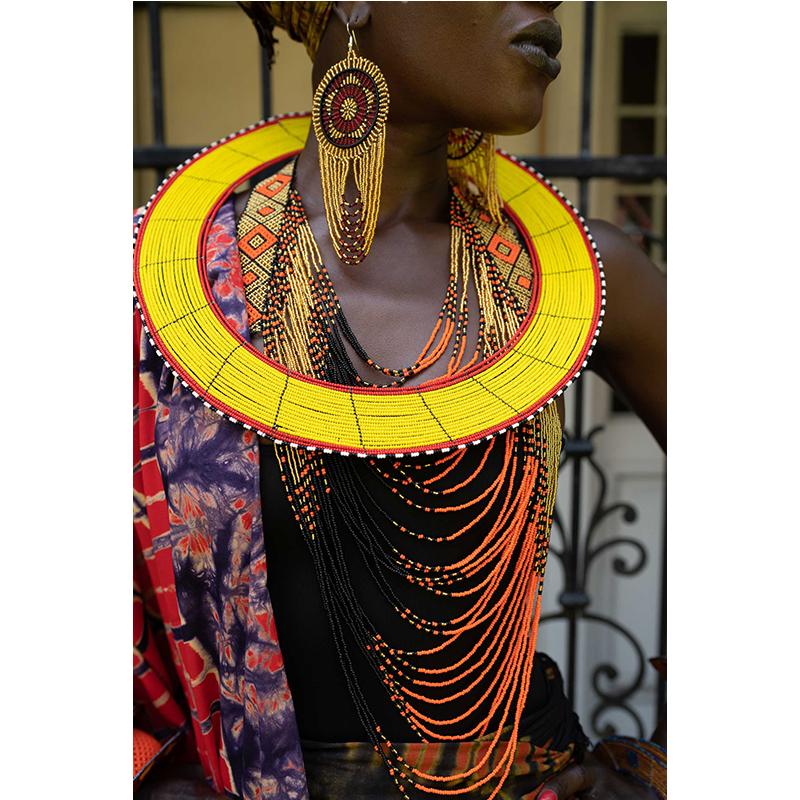 Maasai Collar Necklace For Sale Yellow Maasai Collar 01 Handmade