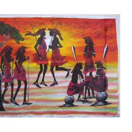 Maasai Warriors Dancing Batik Art 01