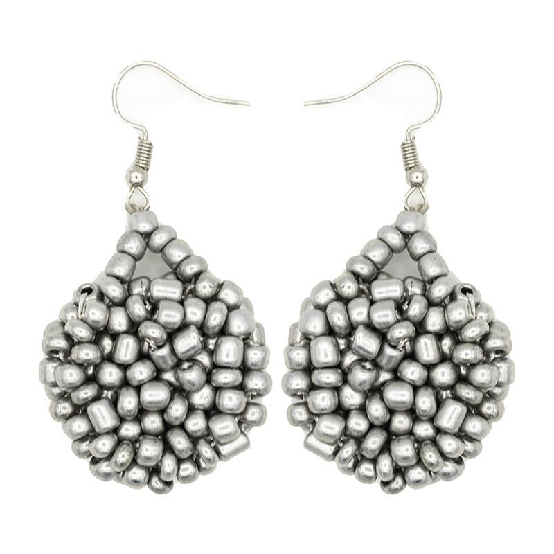 Kanule Beaded Earrings - Silver