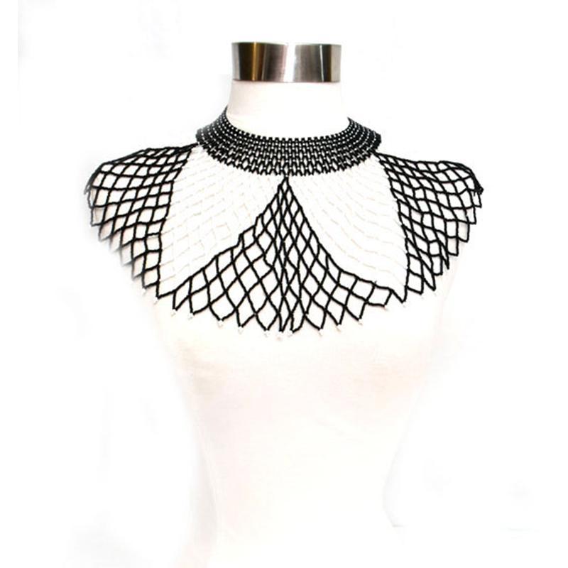 Malikia Long Beaded Bib Necklace 08