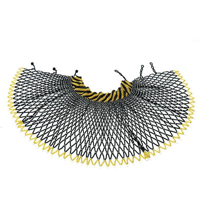 Malikia Long Beaded Bib Necklace with Collar 06