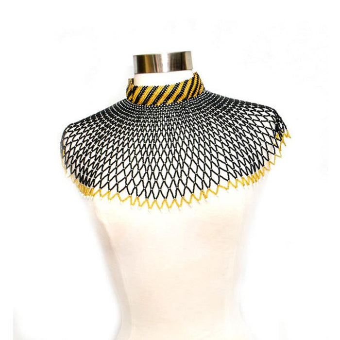 Malikia Long Beaded Bib Necklace with Collar 06
