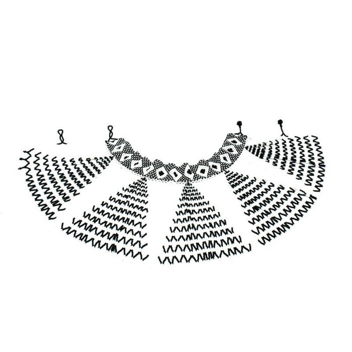 Malikia Long Beaded Bib Necklace with Collar 12