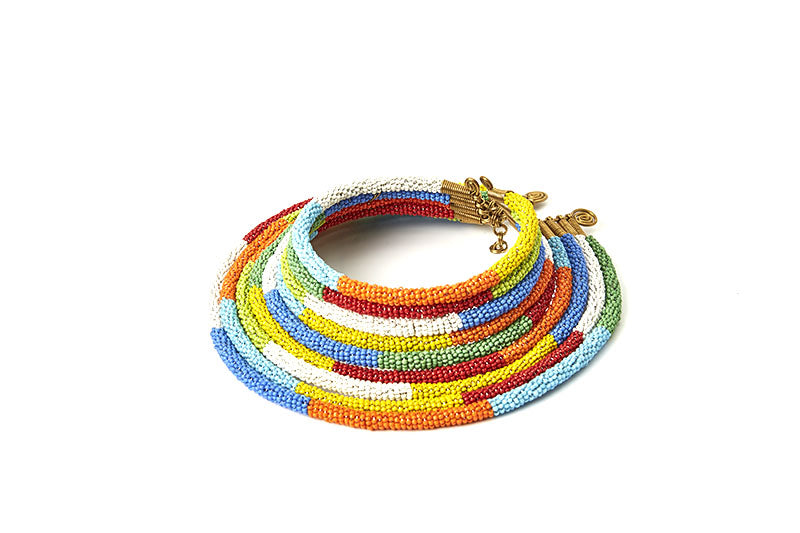 Maruku Beaded Choker Necklace - Multiple Colors