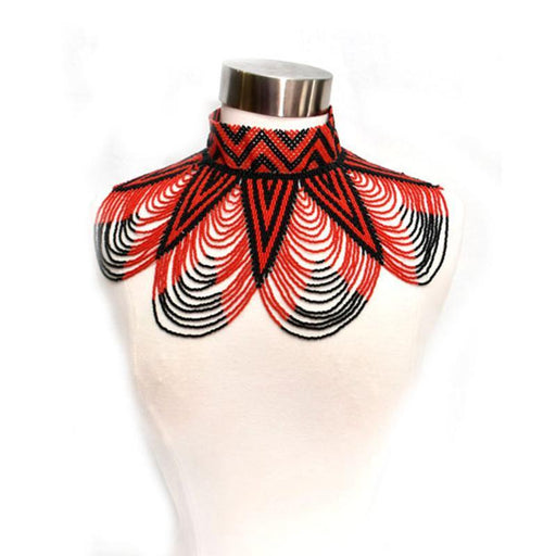 Mawe Long Beaded Bib Necklace 02