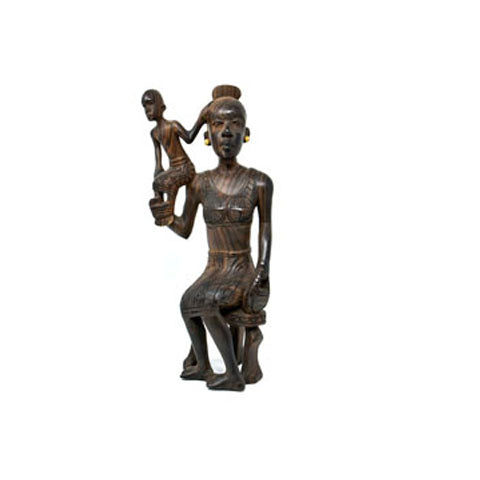 Mother and Child Sitting | Makonde Sculpture