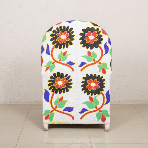 Yoruba Beaded Arm Chair Set of 2 | Orange Flowers