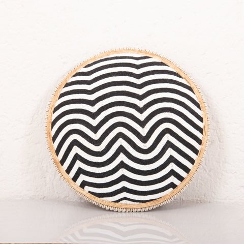 Beaded Cameroon Shield Black & White | Zig Zag Design