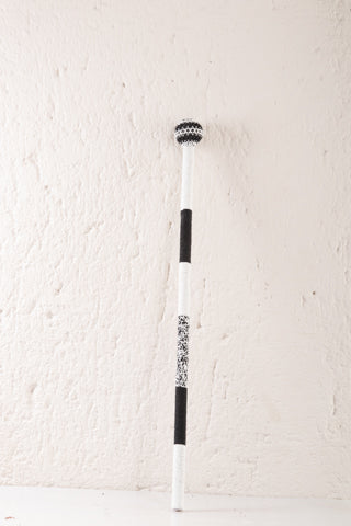 Ndebele Beaded Walking Stick | Black & White