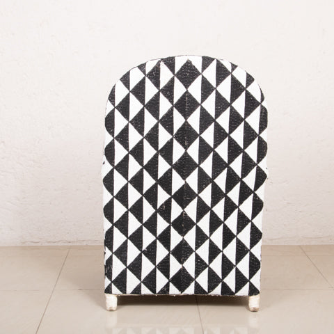 Yoruba Beaded Arm Chair Set of 2 | Black & White Triangles