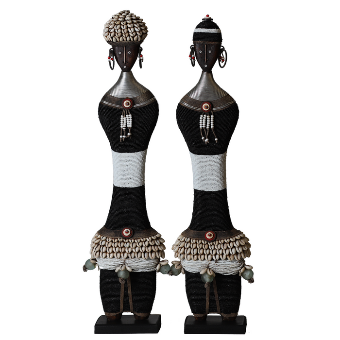 Beaded Namji Doll 507 | Black & White Set of 2