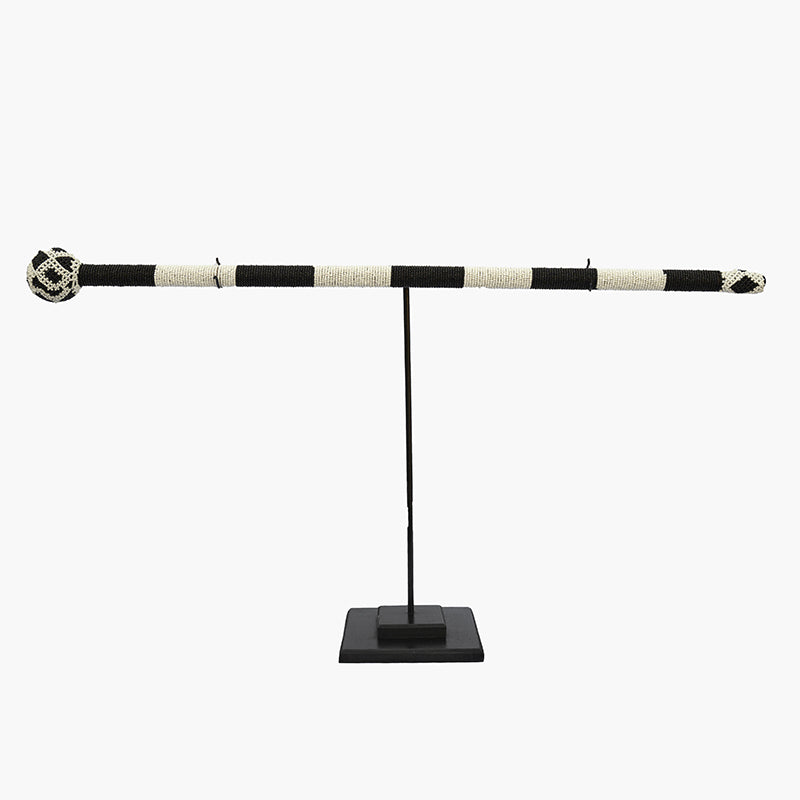 Ndebele Beaded Walking Stick | Black & White