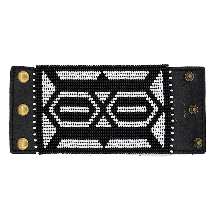 Niwe Beaded Leather Cuff | Black & White