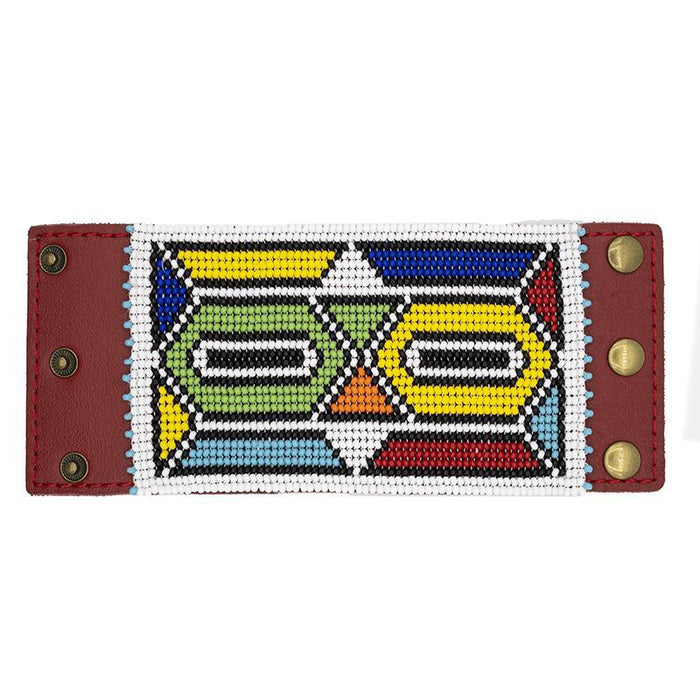 Niwe Beaded Leather Cuff | Ndebele Colors