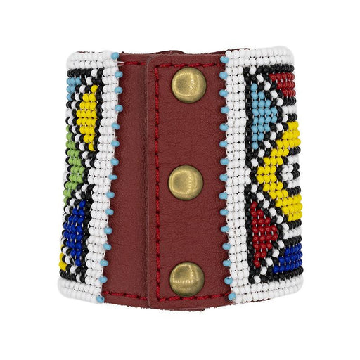 Niwe Beaded Leather Cuff | Ndebele Colors
