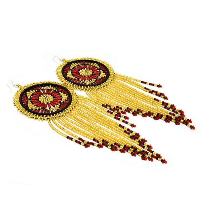 Pindo Fringe Beaded Earrings 01