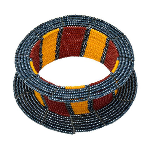 Maasai Ream Beaded Bangle 03 - Grey, Red & Yellow
