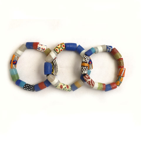 African Blue and White Bracelet, Stretch Bracelet, Hand Painted Krobo Glass  Beads, African Beads, Ethiopian Brass, Boho Style Jewelry - Etsy | White  bracelets, Boho style jewelry, African beads
