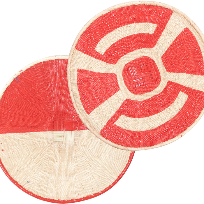 Tonga Painted Pattern Baskets | Red Natural