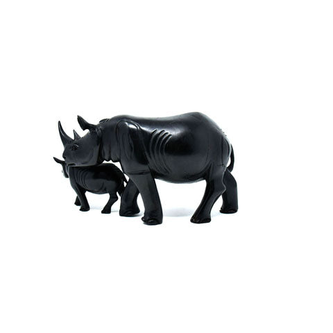 Rhinoceros with Baby Sculpture 01