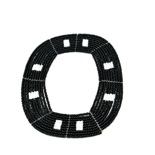Maasai Square Beaded Bangle 03 - Black and White
