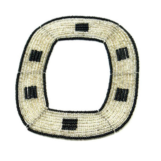 Maasai Square Beaded Bangle 07 - Black & Silver