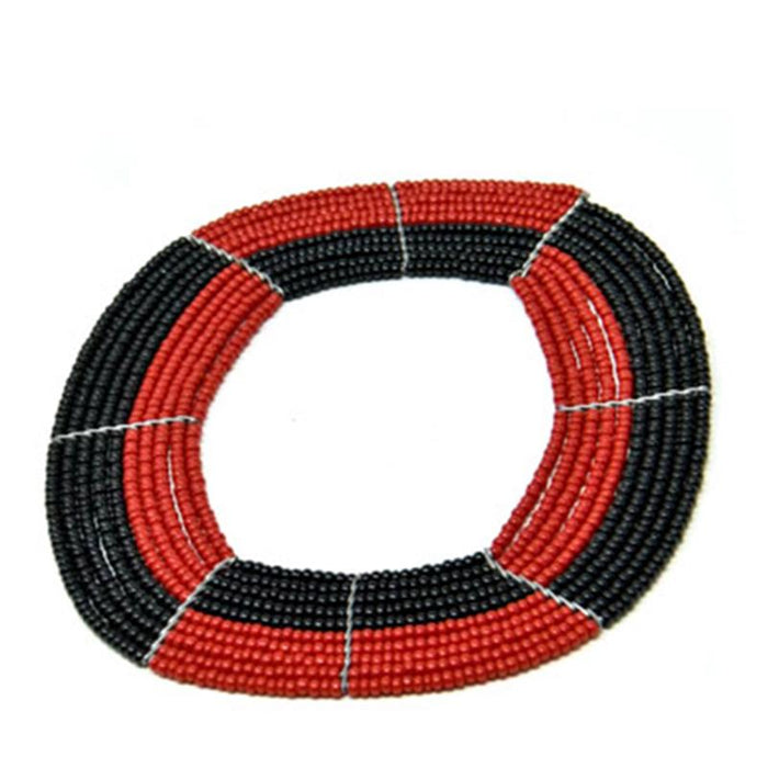 Maasai Square Beaded Bangle 13 - Black & Red