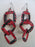Maasai Square Three Tier Earrings 02 - Black & Red