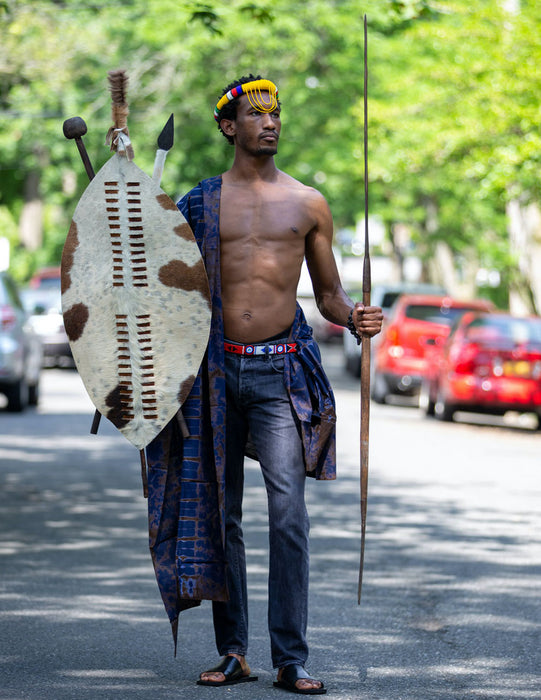 Zulu Shield XL with Spear and Club 01 | Handmade by Zulu Warrior