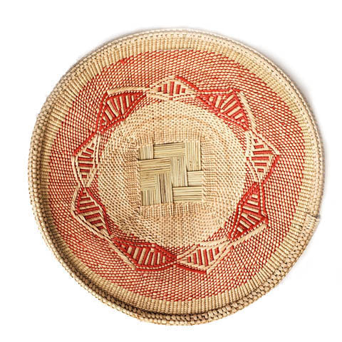 Tonga Pattern Basket with Recycled Plastic | Berry Red