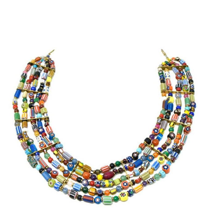 Trade Beads Necklace Five Strand