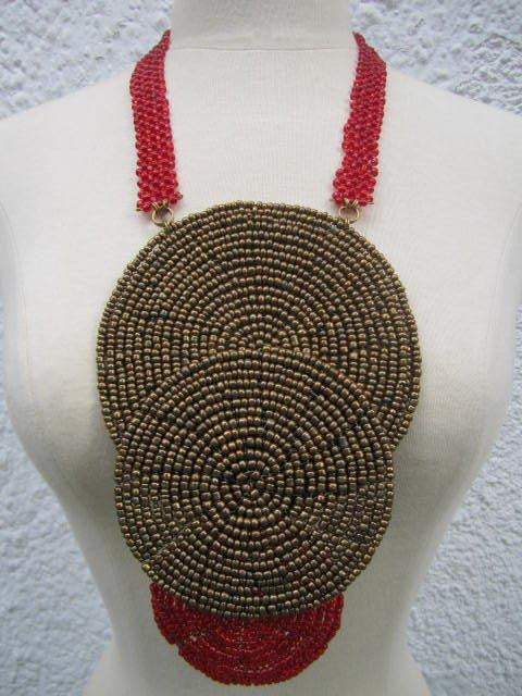Triple bound clustered large beads Necklace 5