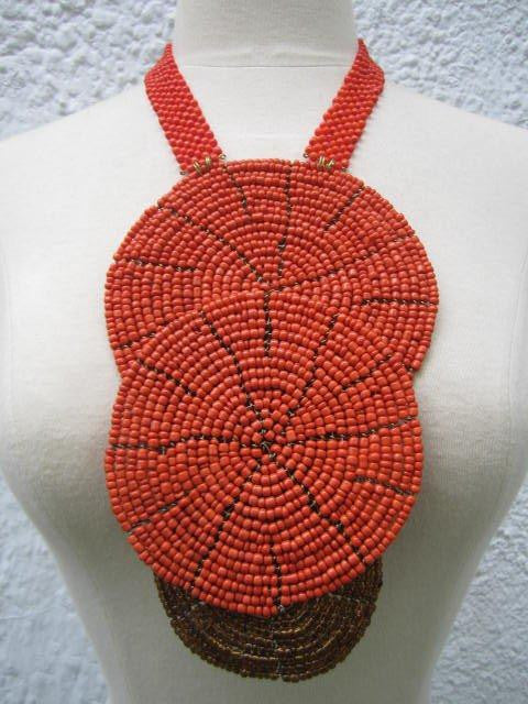 Triple bound clustered large beads Necklace 7