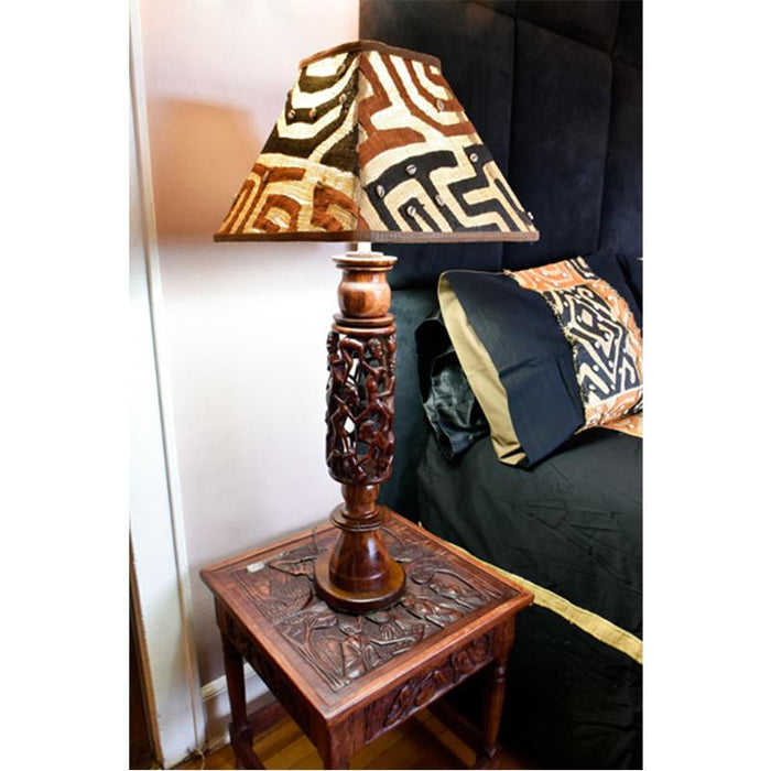 Ujamaa Lamp with Rectangle Kuba Lampshade
