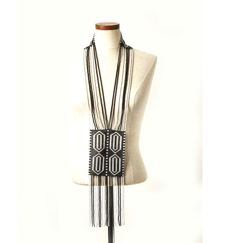 Ujamaa Unisex Tie Necklace Black & White