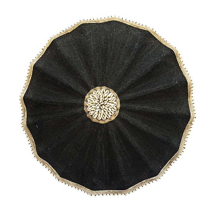 Beaded Cameroon Umbrella Shield on stand - Black